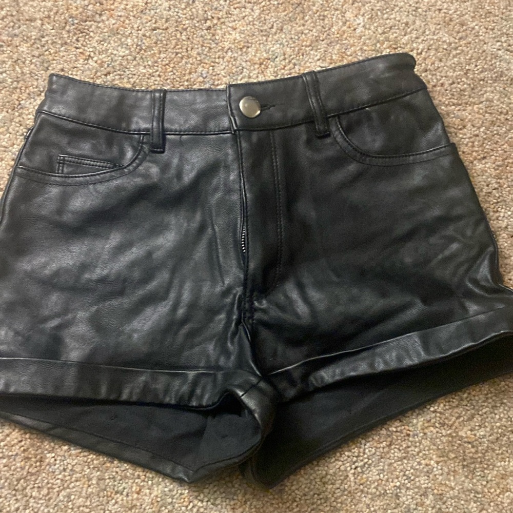 H&M high waisted pleather shorts